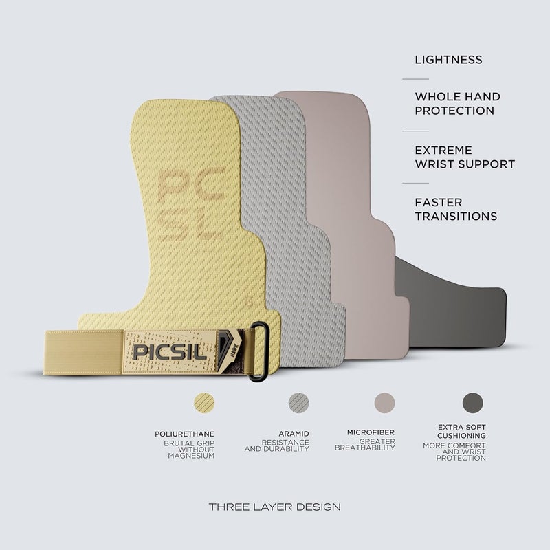 PICSIL Hawk Grips+ Wristbands + Bag, Use Without Magnesium, Grip on All Supercies and Bars, Designed for All Athletes, Crosstraining Gloves - Image 3